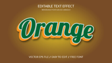 Orange 3D Vector Eps Editable Text Effect Template Design