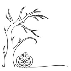 spooky pumpkins line art style. halloween element vector eps 10