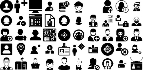 Huge Collection Of Profile Icons Bundle Flat Concept Pictogram Silhouette, Team, Certified, Icon Doodle Isolated On White Background