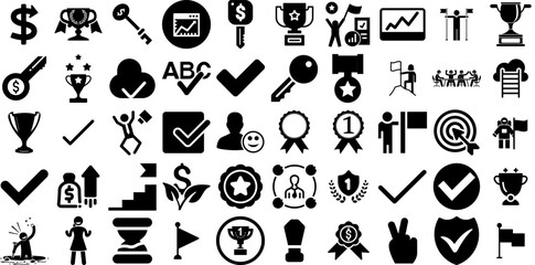Mega Set Of Success Icons Collection Hand-Drawn Isolated Infographic Web Icon Way, Icon, Team, Partnership Buttons Vector Illustration