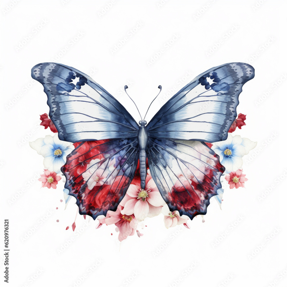 Wall mural butterfly on white background