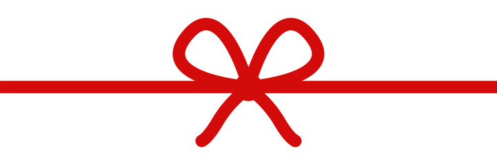 Fototapeta premium Red ribbon. Vector red bow graphic element for ad, banner. Christmas, holiday, birthday gift box decoration.