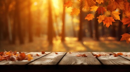 Naklejka na ściany i meble Beautiful autumn landscape. Colorful seasonal autumn background, wallpaper. Generative AI