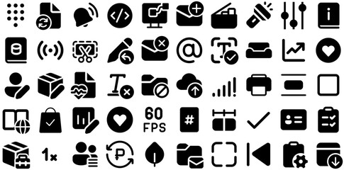 Big Set Of Filled Icons Set Hand-Drawn Black Drawing Clip Art Icon, Dental Care, Infographic, Filled Pictogram Isolated On White