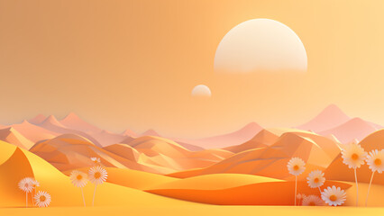 Naklejka na ściany i meble Minimalist Summer Theme, Landscape Background 4K generative ai