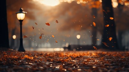 Beautiful autumn landscape. Colorful seasonal autumn background, wallpaper. Generative AI