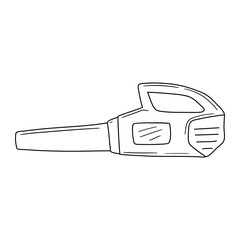 Electric leaf-blower. Power tools for gardening and country houses. Hand drawn doodles.