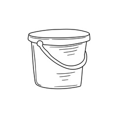 Bucket. Vector bucket hand drawn. Hand drawn vector illustration in doodle style, isolated on a white background. Doodle style. Vector outlines isolated element for design.