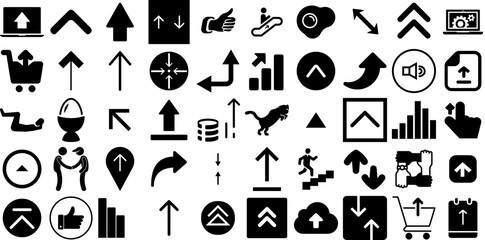 Big Collection Of Up Icons Collection Linear Simple Web Icon Finance, Icon, Symbol, Yes Silhouettes Isolated On White Background