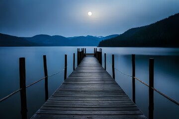 pier on the lake by Ai Generative