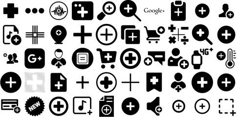 Mega Collection Of Plus Icons Collection Hand-Drawn Isolated Design Web Icon Icon, Symbol, Finance, Gradient Graphic For Apps And Websites