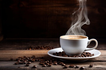 cup of hot and delicious coffee - obrazy, fototapety, plakaty