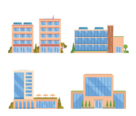 Vector element of office buildings for city illustration flat design style.

