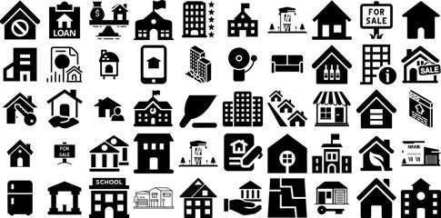 Fototapeta na wymiar Mega Set Of Estate Icons Pack Hand-Drawn Linear Concept Signs Luxury Home, Finance, Icon, Contractor Pictograph Vector Illustration