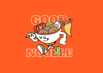 Food Retro Cartoon | Noodle and Ramen for poster design 