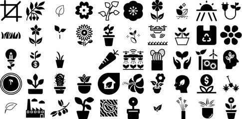 Massive Set Of Plant Icons Set Black Simple Web Icon Contamination, Global, Sweet, Set Buttons Vector Illustration - obrazy, fototapety, plakaty
