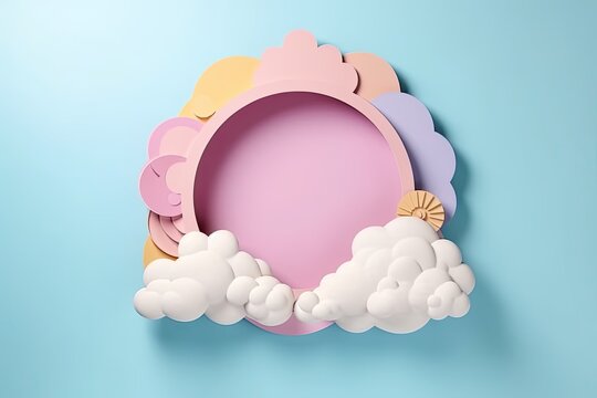 Creative paper cut style of blue sky and clouds for design projects related to nature environment or decoration. Generative AI