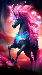 Naklejka na ściany i meble A beautiful unicorn with a pink mane