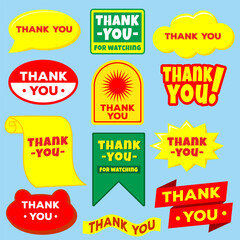 set of thank you icon sticker, thank you icon stamp, seal with thank you card design vector illustration