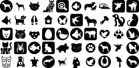 Massive Set Of Domestic Icons Collection Hand-Drawn Isolated Infographic Signs Dating, Farmer, Domestic, To Sit Pictograms For Apps And Websites