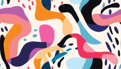 Modern colorful patterns. Hand drawn trendy abstract illustrations. Creative collage seamless patterns.