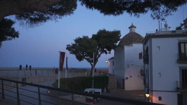 Dalt Vila district and Ibiza Cathedral at dusk, UNESCO World Heritage Site, Ibiza Town, Ibiza, Balearic Islands, Spain