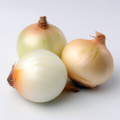 Fototapeta premium three onion bulbs on a flat background