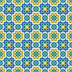 Seamless arabic geometric ornament in color.ARABIC STYLE