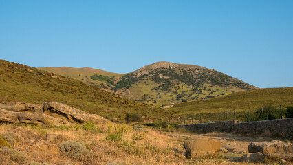 wild nature view on the way to Arcadia beach (Yıldızkoy) in Gökçeada, Imbros island. Çanakkale, Turkey
