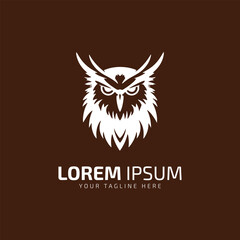 Owl logo design template icon vector illustration on yellow background.