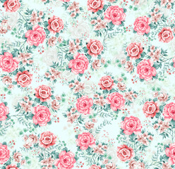 Naklejka na ściany i meble Seamless Floral Flower pattern with all color 