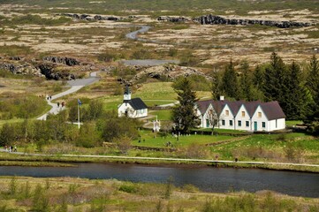 Church in Thingvellir national park, golden circle, Iceland