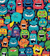 seamless pattern with monsters