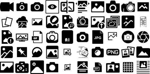 Massive Collection Of Image Icons Bundle Hand-Drawn Linear Vector Pictograms Purse, Sweet, Album, Icon Signs For Apps And Websites