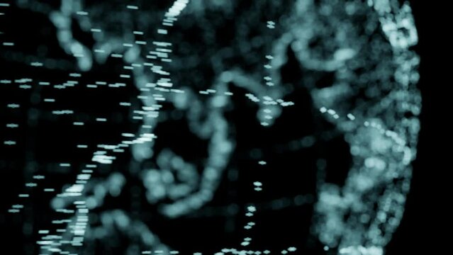 earth globe in holographic style animation. Glowing lines spinning in black digital backdround. Modern abstract scifi futuristic look with continents and all countries