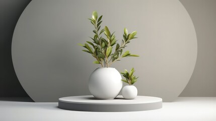 Modern cylinder pedestal podium. Product presentation,