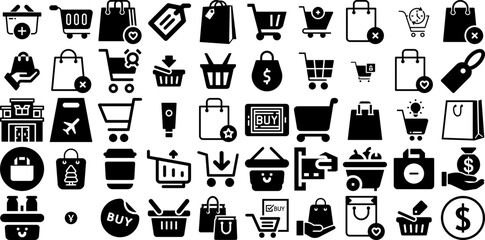Big Collection Of Buy Icons Pack Hand-Drawn Linear Drawing Pictograms Purchase, Finance, Climate, Icon Illustration Isolated On White Background