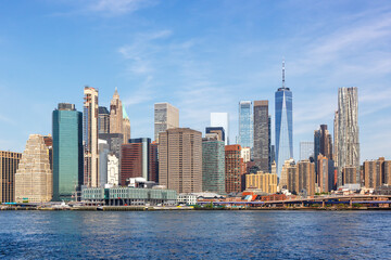 Fototapeta na wymiar New York City skyline of Manhattan with World Trade Center skyscraper in the United States