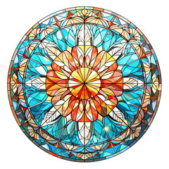 Stained glass Christmas scene, Colorful Christmas Round Stained Glass Clipart PNG Sublimation Files isolated on Transparent Background.