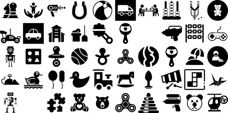 Huge Collection Of Toy Icons Pack Hand-Drawn Linear Modern Elements Head, Carrier, Icon, Construction Logotype Isolated On Transparent Background
