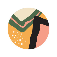 Abstract round doodle highlight Cover backgrounds. Various shapes, lines, spots, dots, doodle objects. Circle icons for social media stories and bloggers