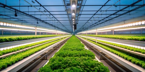 AI Generated. AI Generative. Greenhouse farm harvest green house plant floral flowing industry. Graphic Art