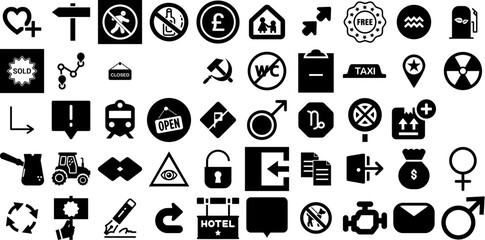 Big Collection Of Sign Icons Pack Linear Drawing Web Icon Open, Set, Icon, Talk Buttons Isolated On Transparent Background