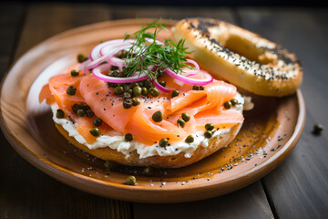 sandwich with salmon and caviar