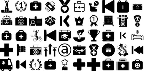 Mega Set Of First Icons Collection Isolated Simple Pictograms Place, First, Kit, Aid Clip Art Vector Illustration