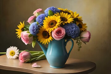 bouquet of flowers in vase Generated Ai