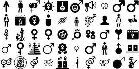 Big Collection Of Gender Icons Pack Linear Simple Elements Image, Sweet, Illustration, Person Pictogram Vector Illustration