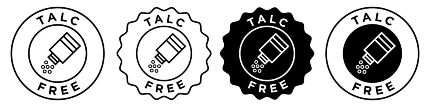 talc free icon vector set collection. Symbol of No harmful asbestos. Natural beauty cosmetic product with organic ingredients. Skin care, body safe talcum powder sign for web app ui.