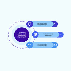 Circular infographic blue color scheme with icons and description for business and marketing presentation
