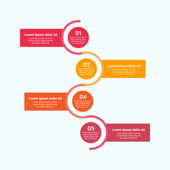 Process infographic with number in yellow red color theme use for marketing and business diagrams